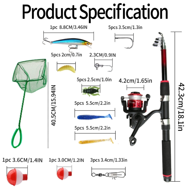 Landing Net Telescopic - مجموعة أدوات صيد المبتدئين أدوات صيد