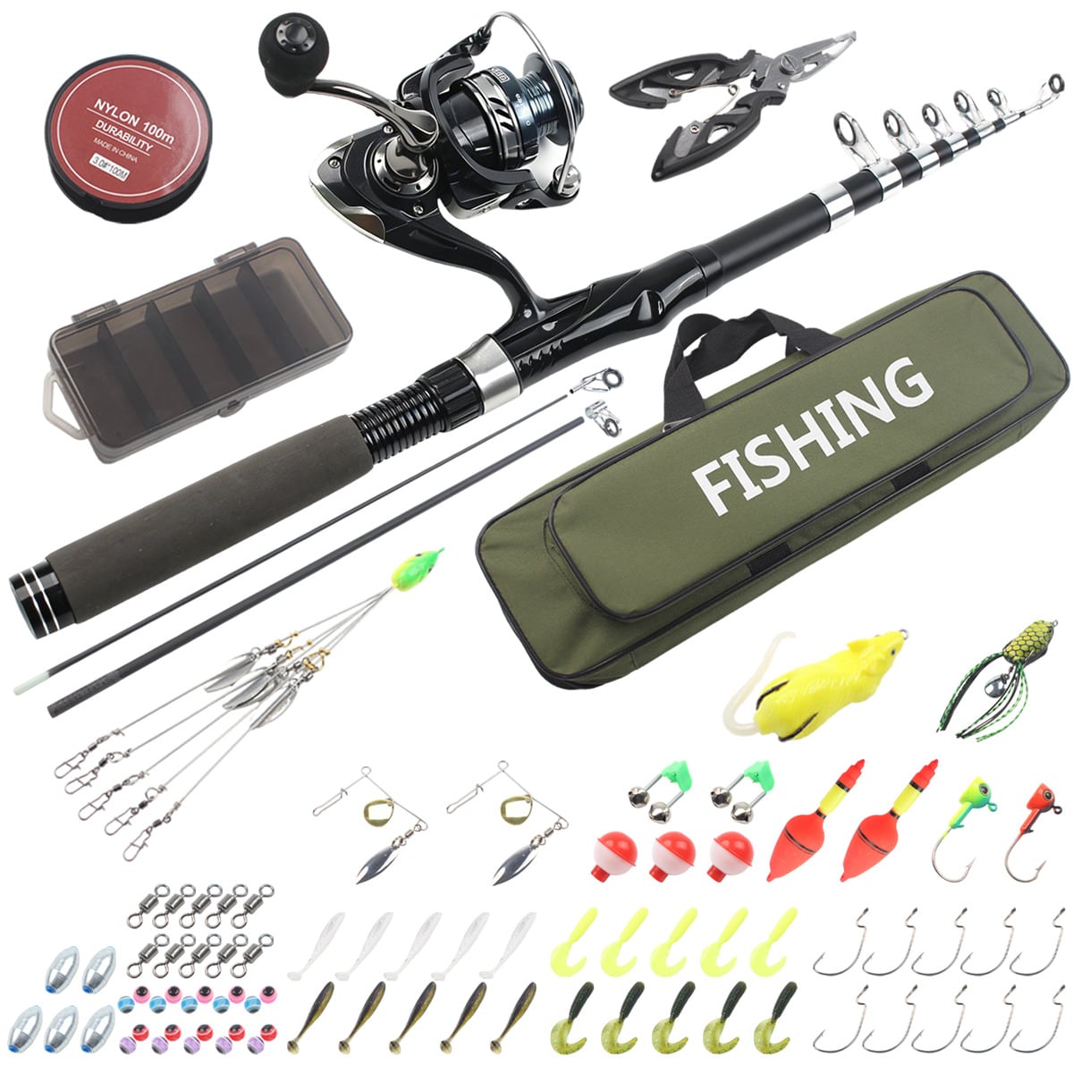 Fishing Equipment Online - طقم صيد تلسكوبي من 86 قطعة،